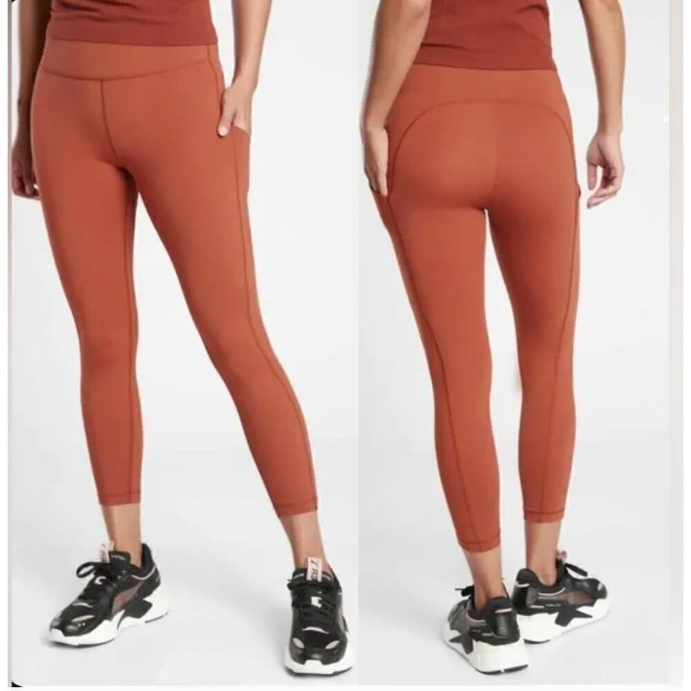 Athleta Ulimate Capri Stash Pocket 7/8 Tights Leggings Oxford Rust Size XS